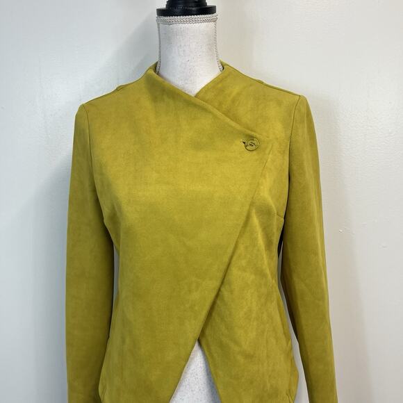 Joseph Ribkoff Jacket Blazer size 6 Lime Green Micro Suede Stretch Career Suit - Picture 2 of 9